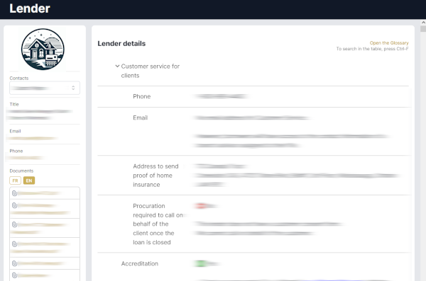 Image of lender functionality